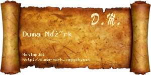 Duma Márk névjegykártya