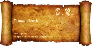 Duma Márk névjegykártya